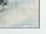 a picture of a painting of a snow covered field