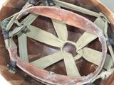 a close up of a helmet on a table