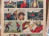 une vieille bande dessinée sur laquelle figure l'image d'un homme en chemise rouge