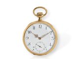 une image d'une montre de poche en or avec des chiffres romains sur le cadran