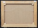 an old picture frame with a piece of paper taped to it