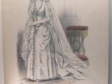 an old fashion illustration of a woman in a wedding dress