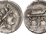 a silver coin with an image of a woman on it
