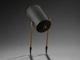 an image of a black lamp on a metal stand