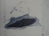 peinture représentant une image en noir et blanc d'un bateau sur l'eau