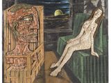 an image of a painting of a woman sitting on a chair next to a man