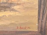 a picture of a painting of a boat in the water