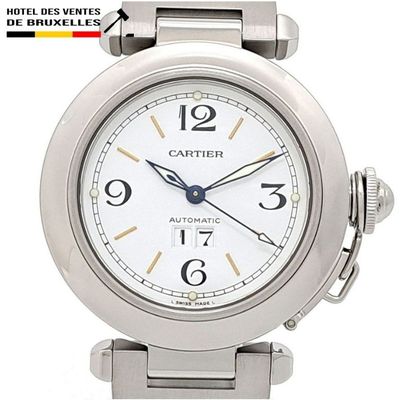 Montre Cartier pour femme à bracelet en acier inoxydable avec cadran blanc