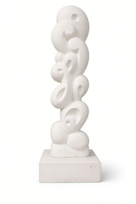 sculpture of a white abstract sculpture on a marble base