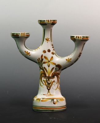 KERALUC près KERALUC Candélabre en grès émaillé à décor de f…