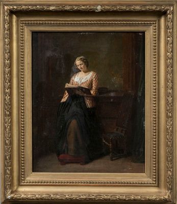 une image d'une peinture représentant une femme lisant un livre