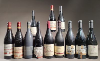 les nombreuses bouteilles de vin alignées sur la table
