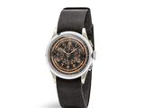une image représentant une montre-bracelet avec un bracelet noir et un cadran marron