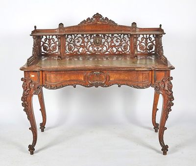 an old wooden bench sitting on top of a white floor
