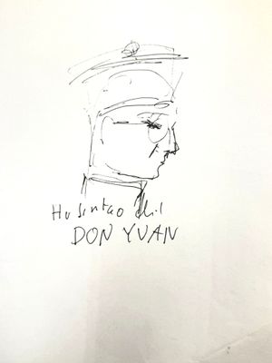 dessin représentant un homme avec un chapeau sur la tête