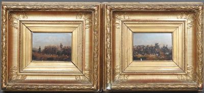 paire de peintures à l'huile du XIXe siècle représentant une vue de la ville de Londres