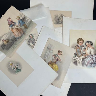 Antoinette d'ANDRE (1821-1887), attribué à Ensemble de sept … - Photo 1