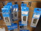 a lot of blue boxes on the shelf in the store