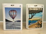 two boxes that have a picture of a hot air balloon on them