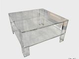 table basse en acrylique transparent avec plateau en verre