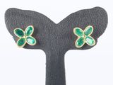 a pair of emerald and diamond butterfly earrings