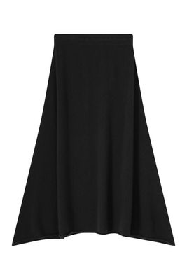 a black skirt with a high waist and a flared hem