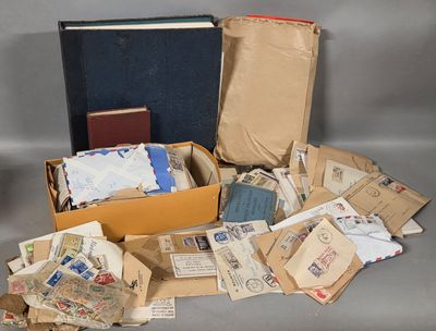 a box full of mail sitting on top of a table