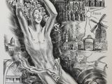 an image of a drawing of a naked man with a castle in the background