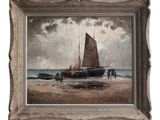 une image représentant un tableau montrant un voilier sur la plage