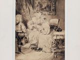 drawing of a woman sitting in a chair with a cat on her lap