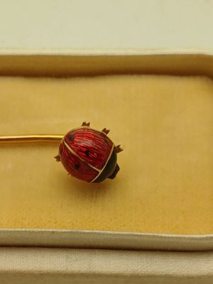 une rose rouge sur une tige dorée, dans une boîte