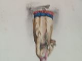 a drawing of a dog with a collar on it ' s head