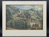 une image d'un tableau représentant un château sur une colline