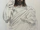 a drawing of a man with a beard holding a cigarette