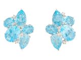 une paire de boucles d'oreilles en topaze bleue et en topaze blanche