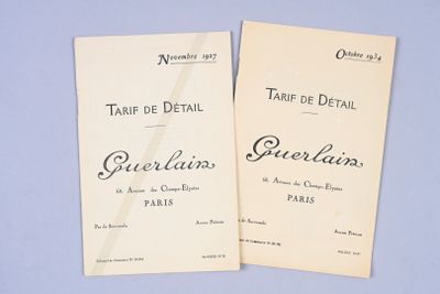 pair of vintage french menus on a blue table cloth