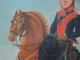 a painting of a man in a uniform riding a horse