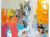 peinture représentant un paysage urbain avec une multitude de couleurs et de formes différentes