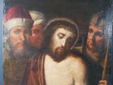 an image of a painting of jesus holding a staff in front of a group of people