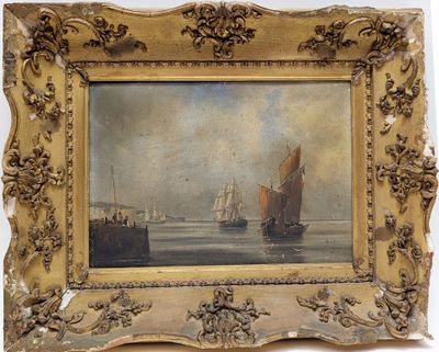 une image d'une photo d'un tableau représentant un bateau sur un plan d'eau