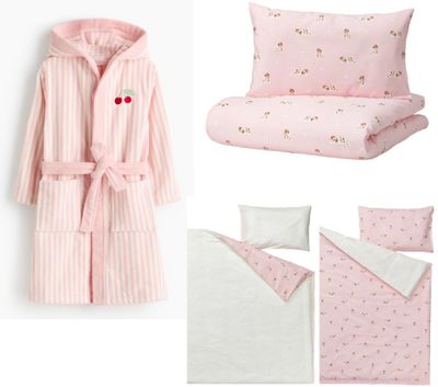 pink and white bedding and accessories for a girl ' s bedroom