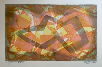 abstract painting of orange, yellow, and brown shapes on a white background