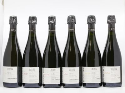 six bouteilles de vin sont alignées sur une surface blanche