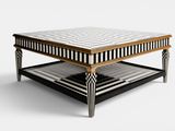 an image of a coffee table with a black and white tile top