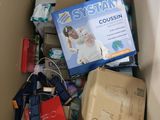 a box full of books and other items in it