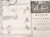 an open book with a picture of a group of people riding horses