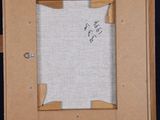 a picture of an easel with a piece of paper taped to it