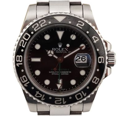 montre Rolex avec cadran noir et lunette noire