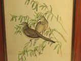 painting of two birds perched on a branch of a tree