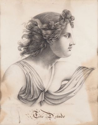 un vieux dessin représentant une femme aux cheveux bouclés